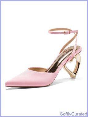 Women's Kitten Heels Satin Pumps Heart Heel Ankle Strap Wedding Prom Shoes